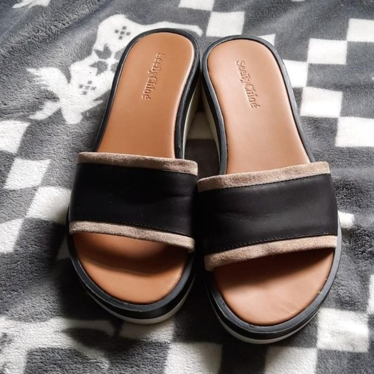 See By Chloé Black Brown Leather Suede Slip On... - Depop