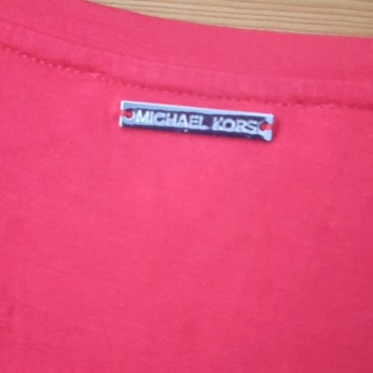 Michael Michael Kors Red Fringe Shoulder Crew Neck... - Depop