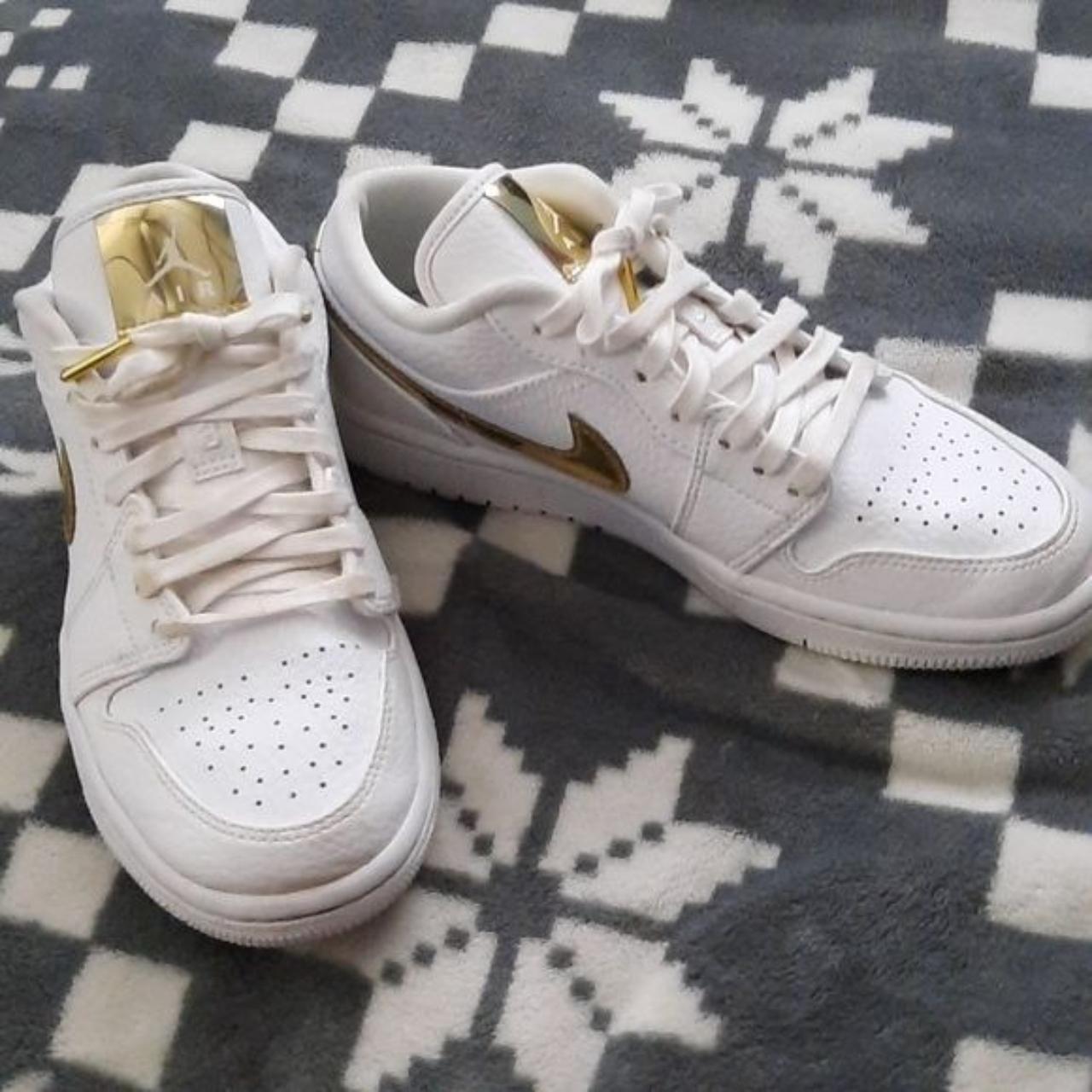 Nike Air Jordan 1 Low SE White Metallic Gold CZ... - Depop