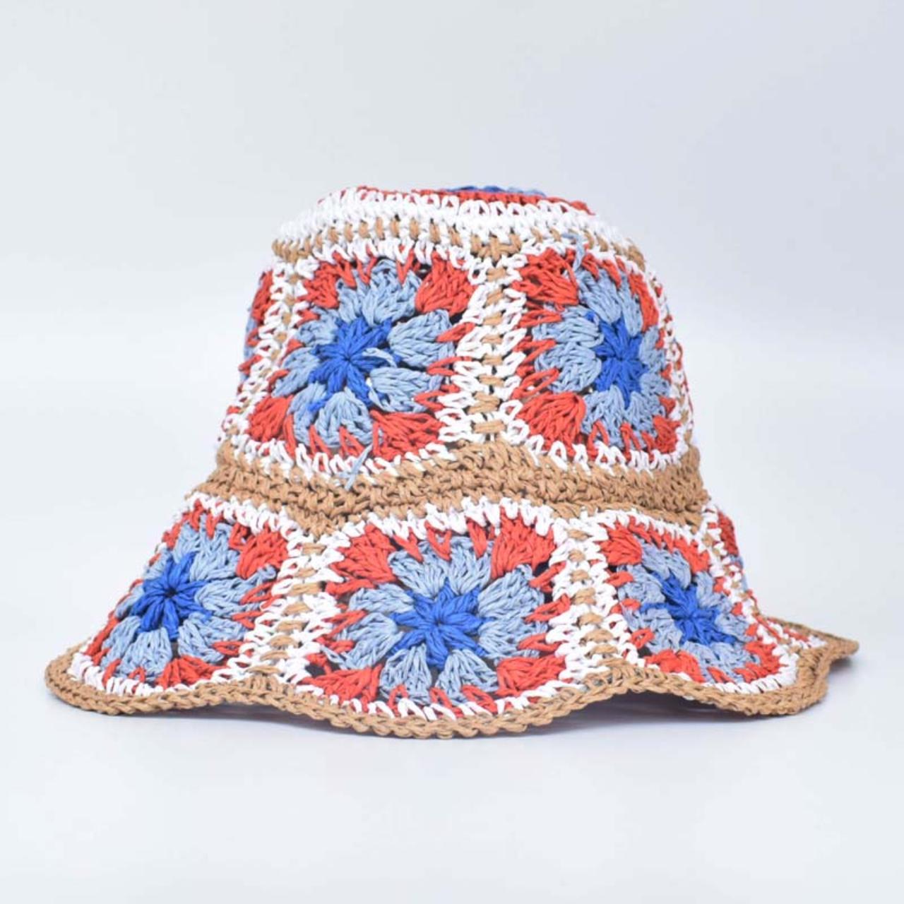 Crochet straw bucket hat for women sun protection - Depop