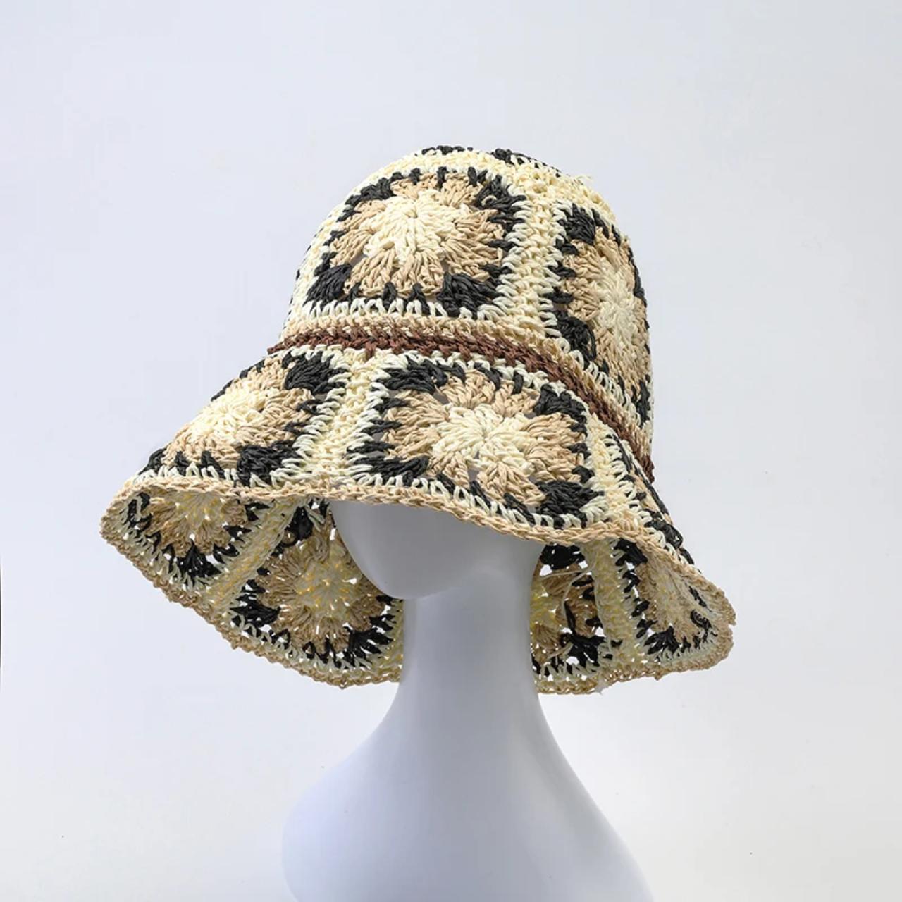 Crochet bucket hat for women sun protection foldable - Depop