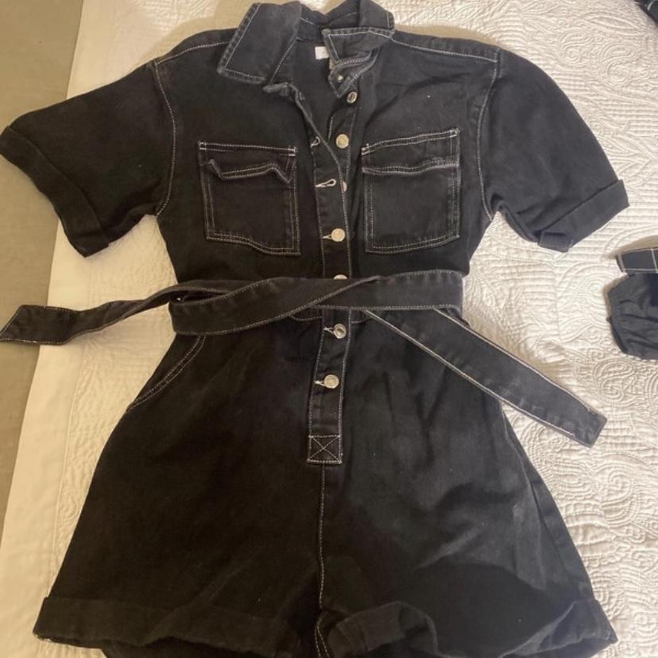 Topshop black denim playsuit hotsell