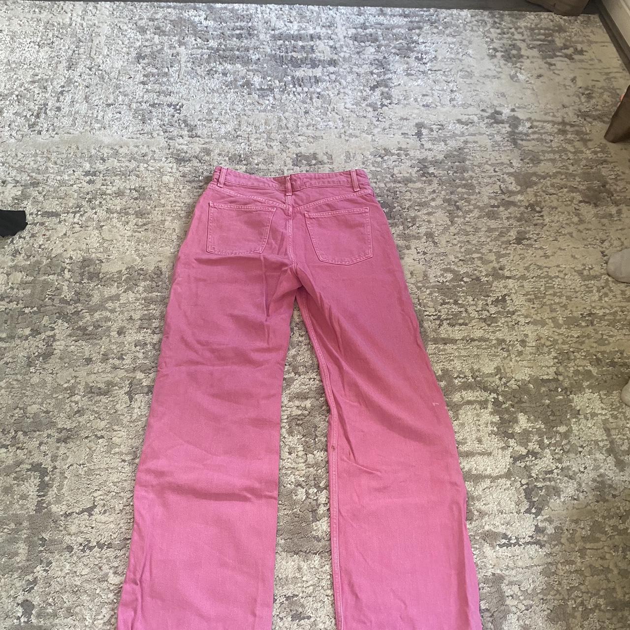 Bright pink flared Zara jeans Size medium Great... - Depop