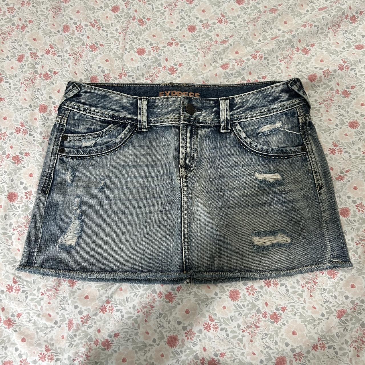 Express denim outlet mini skirt