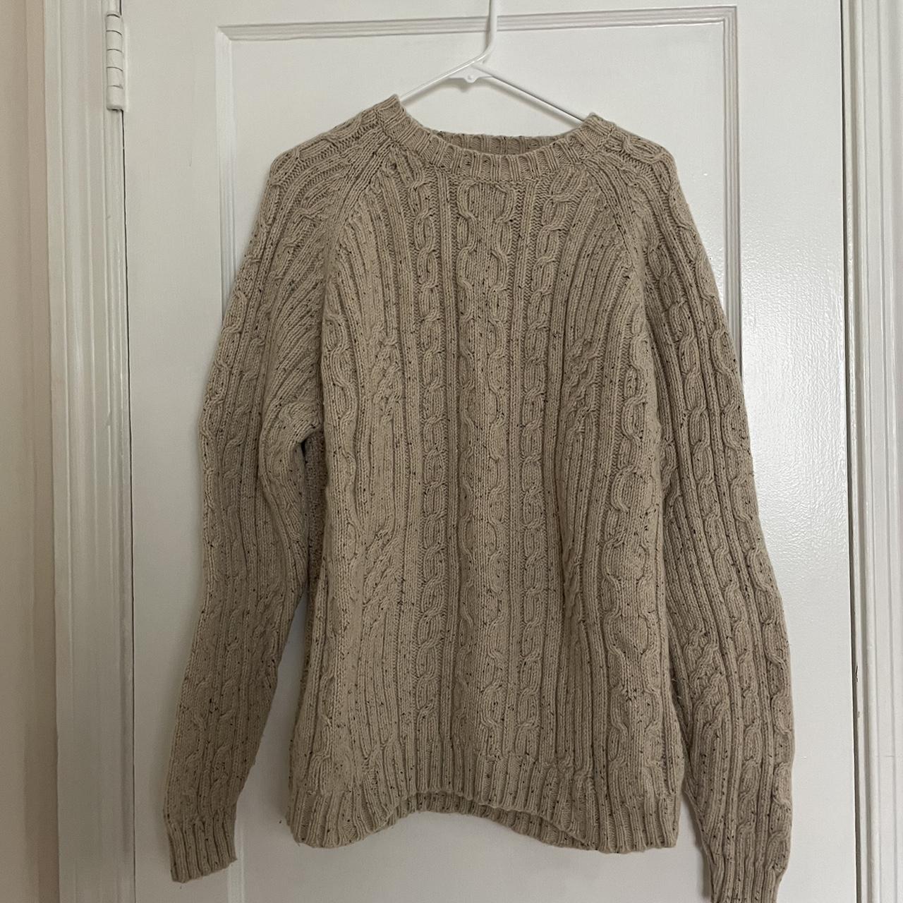 Oversized Eddie Bauer Wool Fisherman Sweater In... - Depop