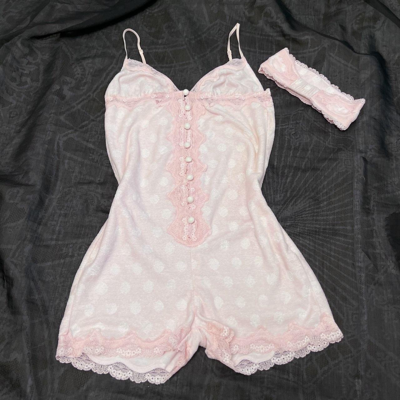 Towel Fabric Pink Babydoll Polka Dots Jumpsuit... Depop