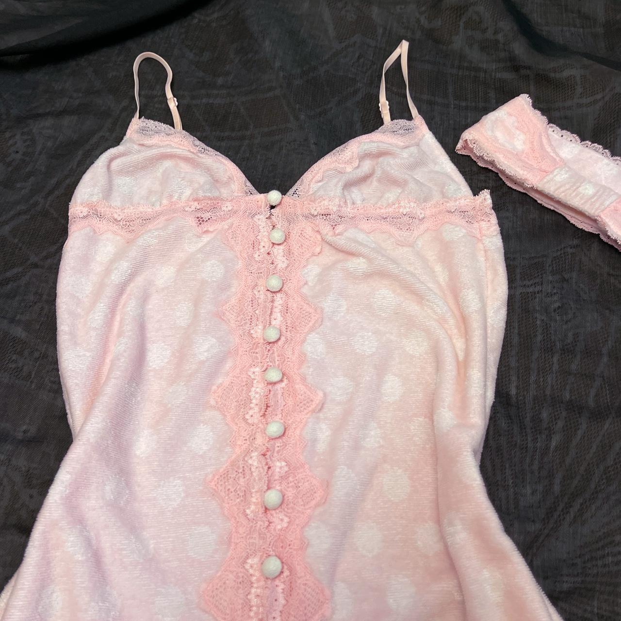 Towel Fabric Pink Babydoll Polka Dots Jumpsuit... Depop