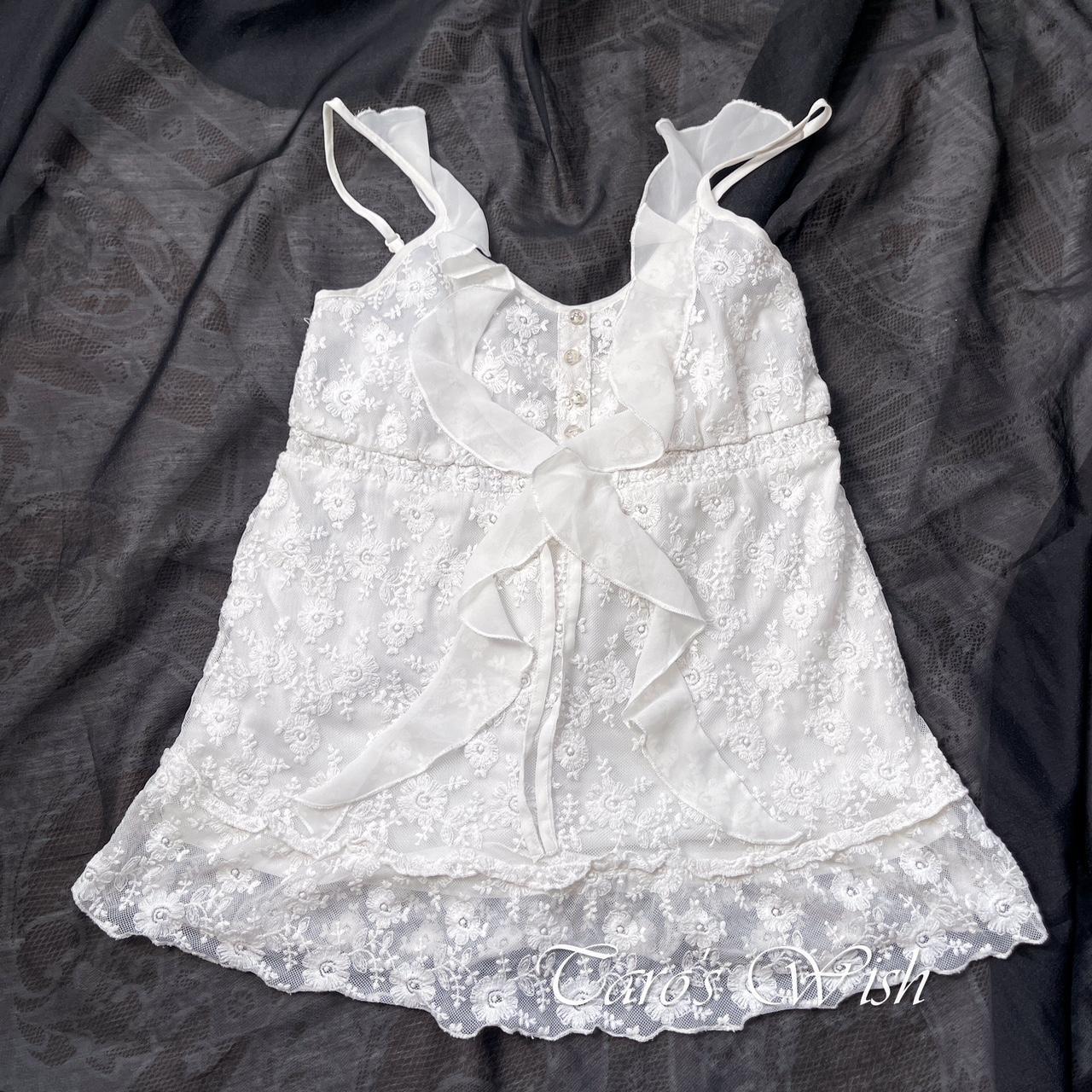 Morgan ruffle lace top in white