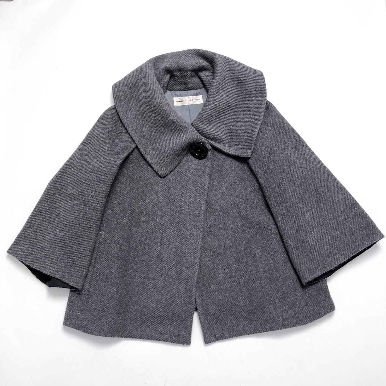 Hiroko Koshino One Button Babydoll Coat in Grey Ptp... - Depop