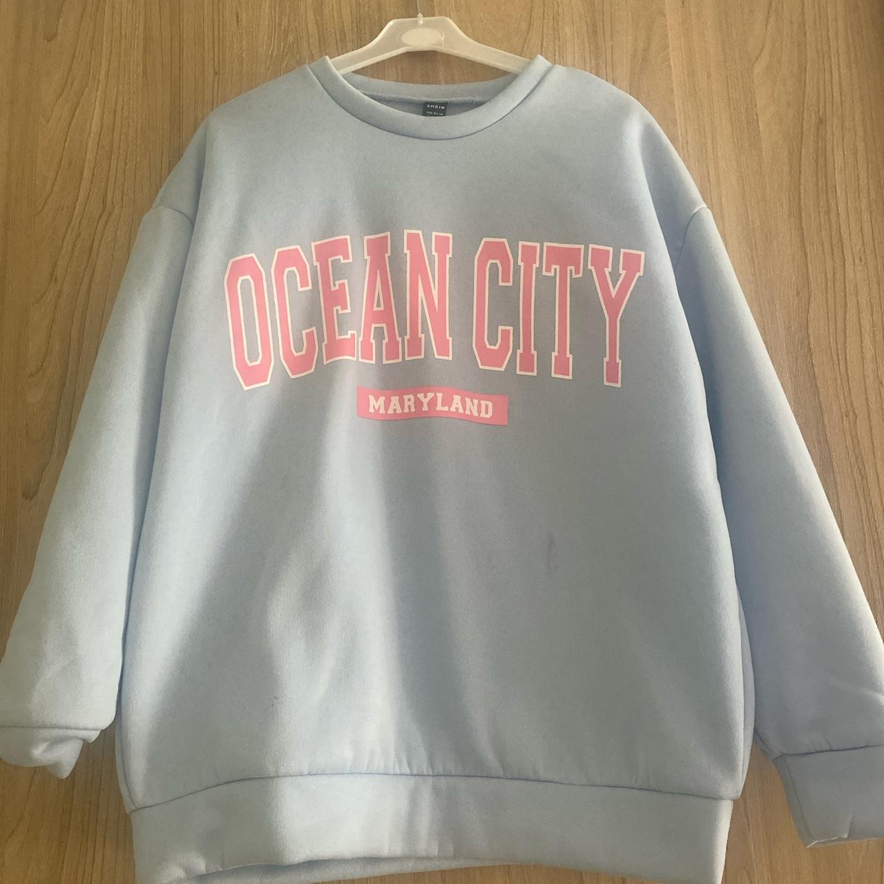 Shein Blue Slogan Sweatshirt Size S - Depop