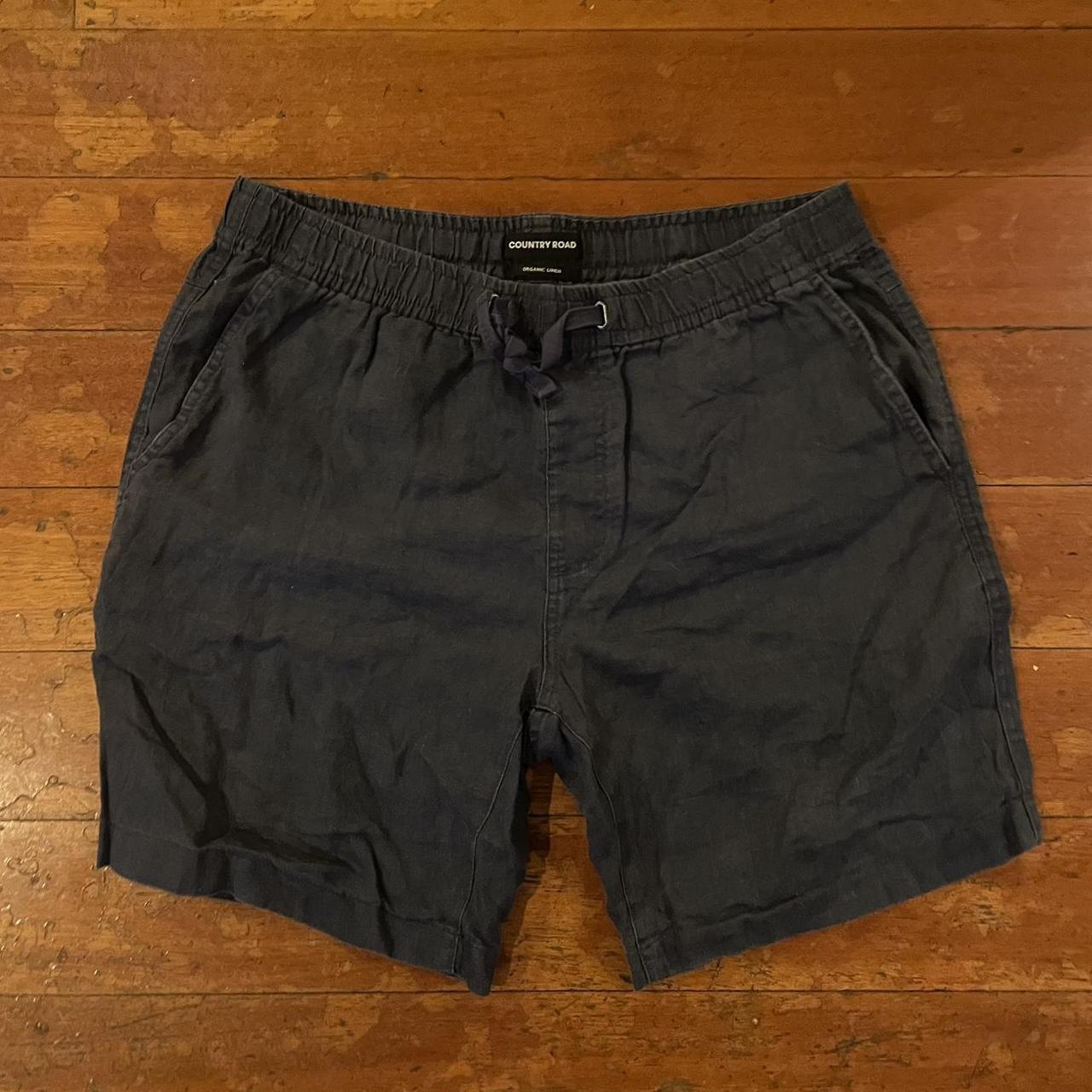 Country road linen shorts navy Size 34 (30-34 with... - Depop