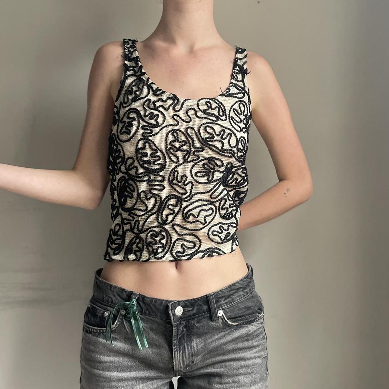 Really gorgeous mesh and embroidered pattern top - Depop