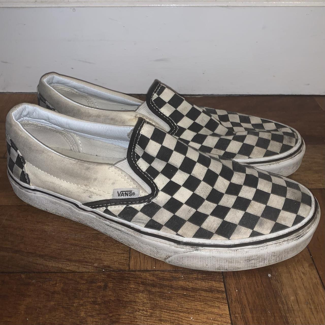 Vans black & clearance grey classic checkerboard trainers