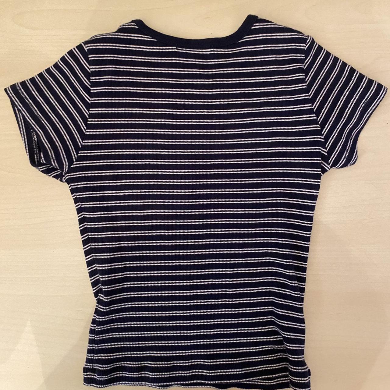 Brandy Melville Women's Navy and White Crop-top | Depop