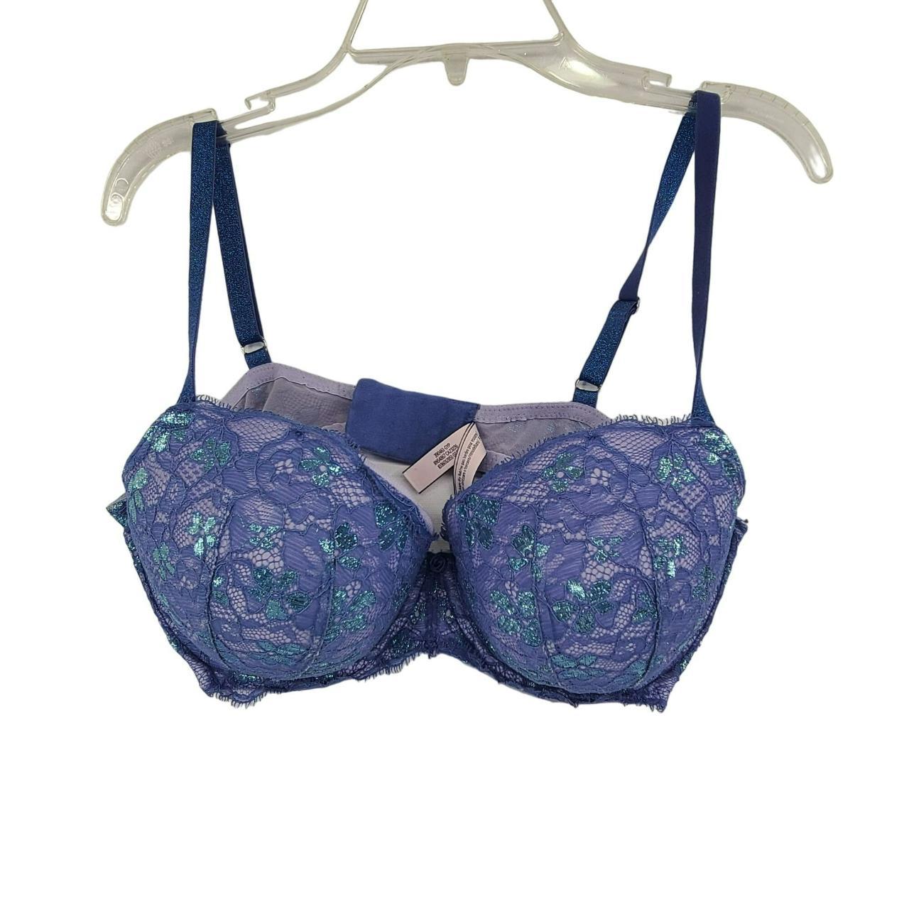 Victoria's Secret Women's Demi Bra Blue Size... Depop