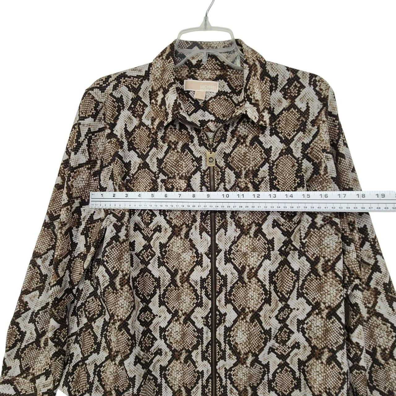 Michael Michael Kors Sheer Snakeskine Print Full Zip... - Depop