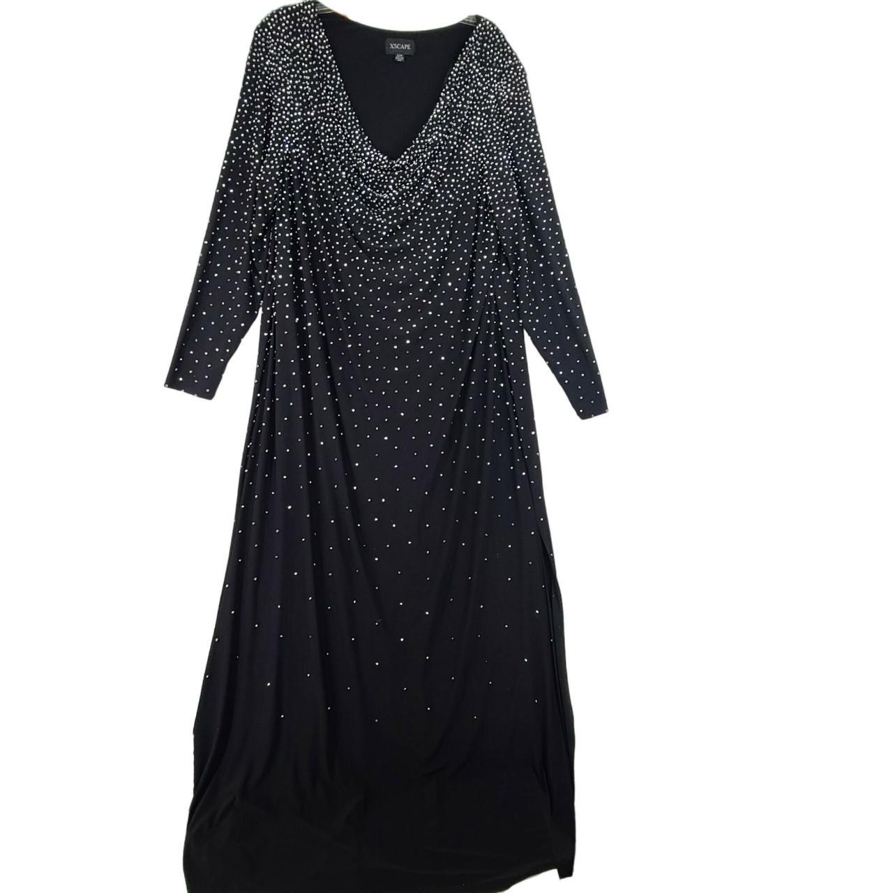 Xscape Women's Long Sleeve Full Length Dress Black... - Depop