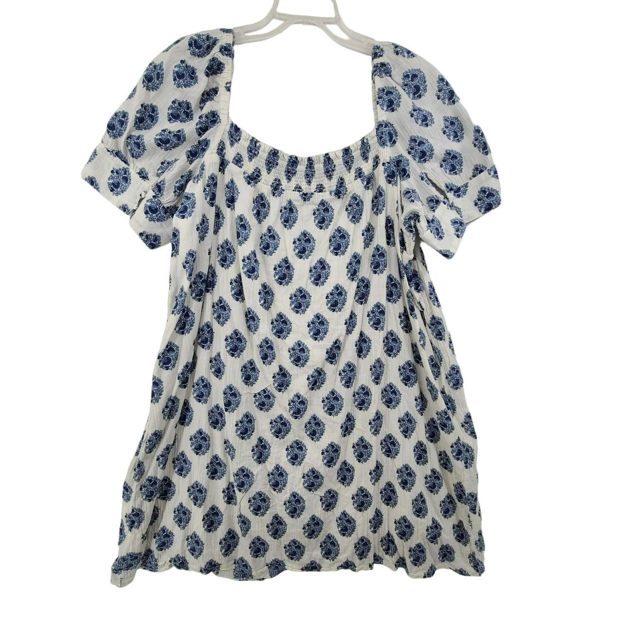J. Crew Women's Short Sleeve Dress Blue/White Size... Depop