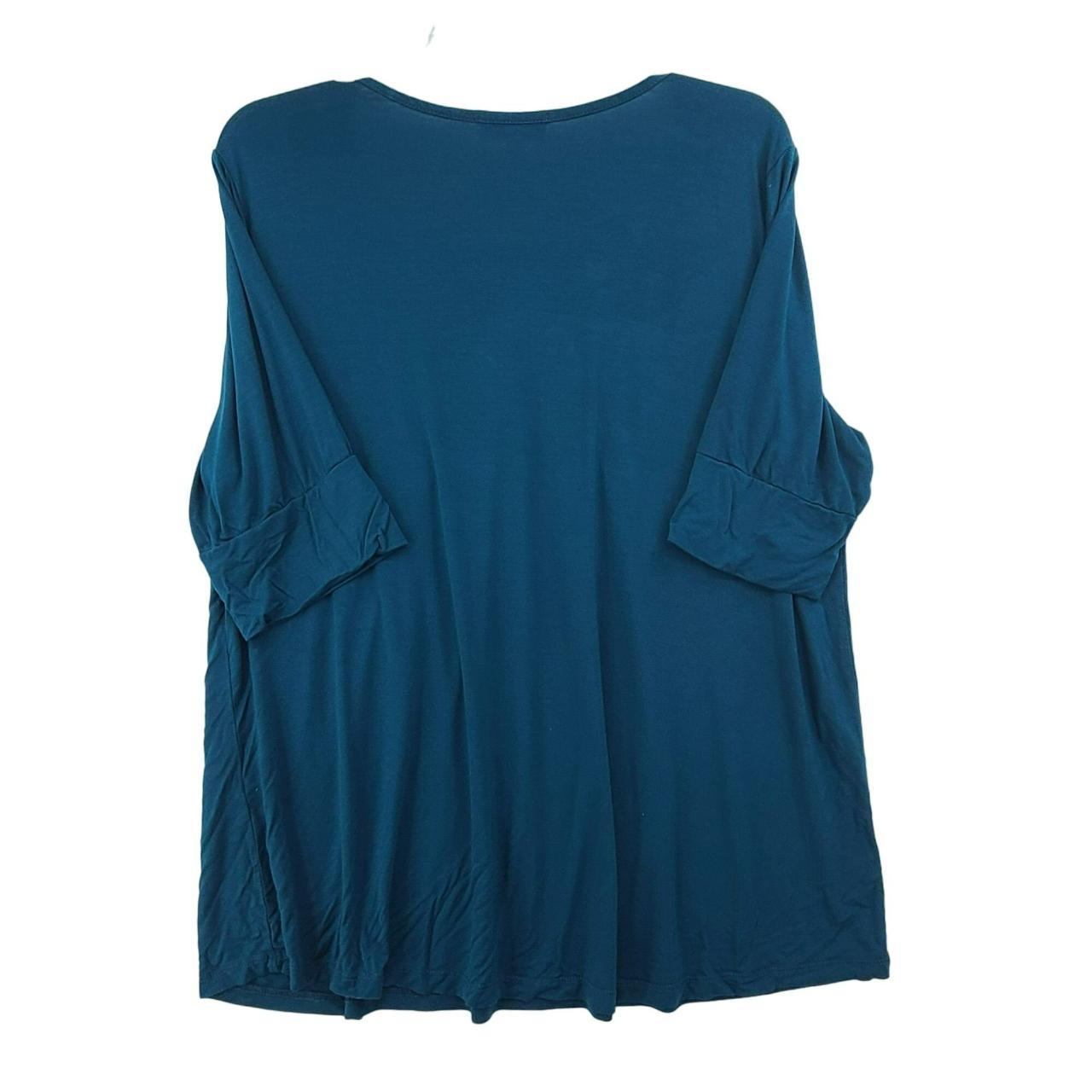 Molly Isadora Women's Short Sleeve Pullover Top Blue... - Depop