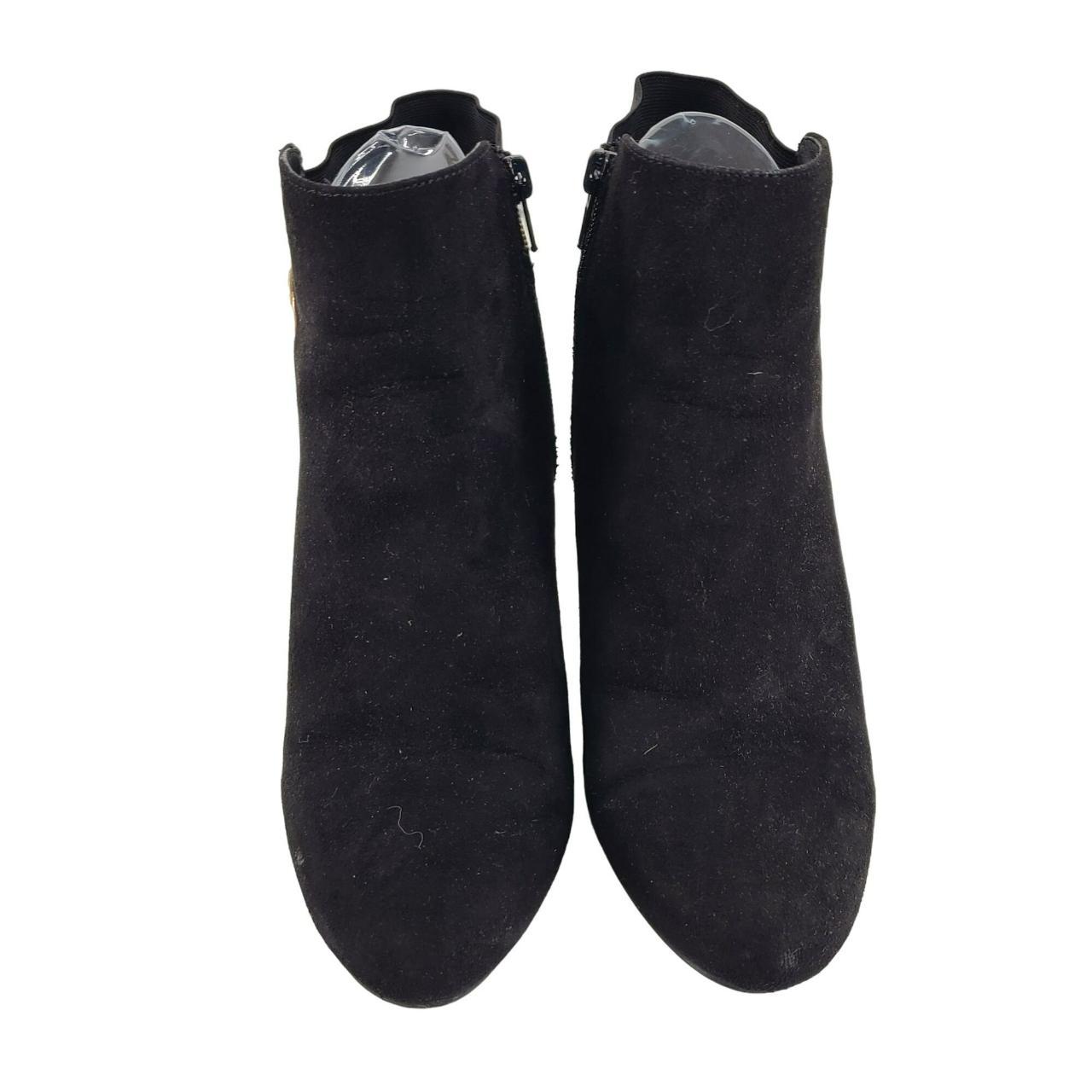 Ellen Tracy Women's Suede Heeled Ankle Boots Black... - Depop