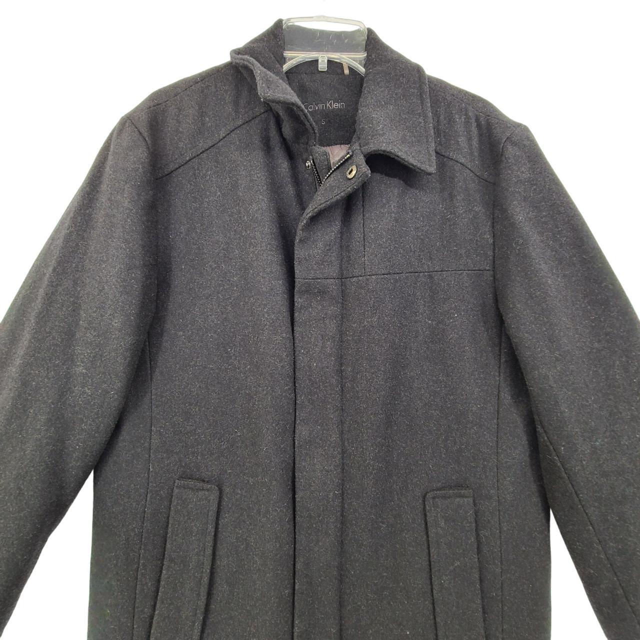 Calvin Klein men's Wool Blend Coat Dark Gray Size... - Depop