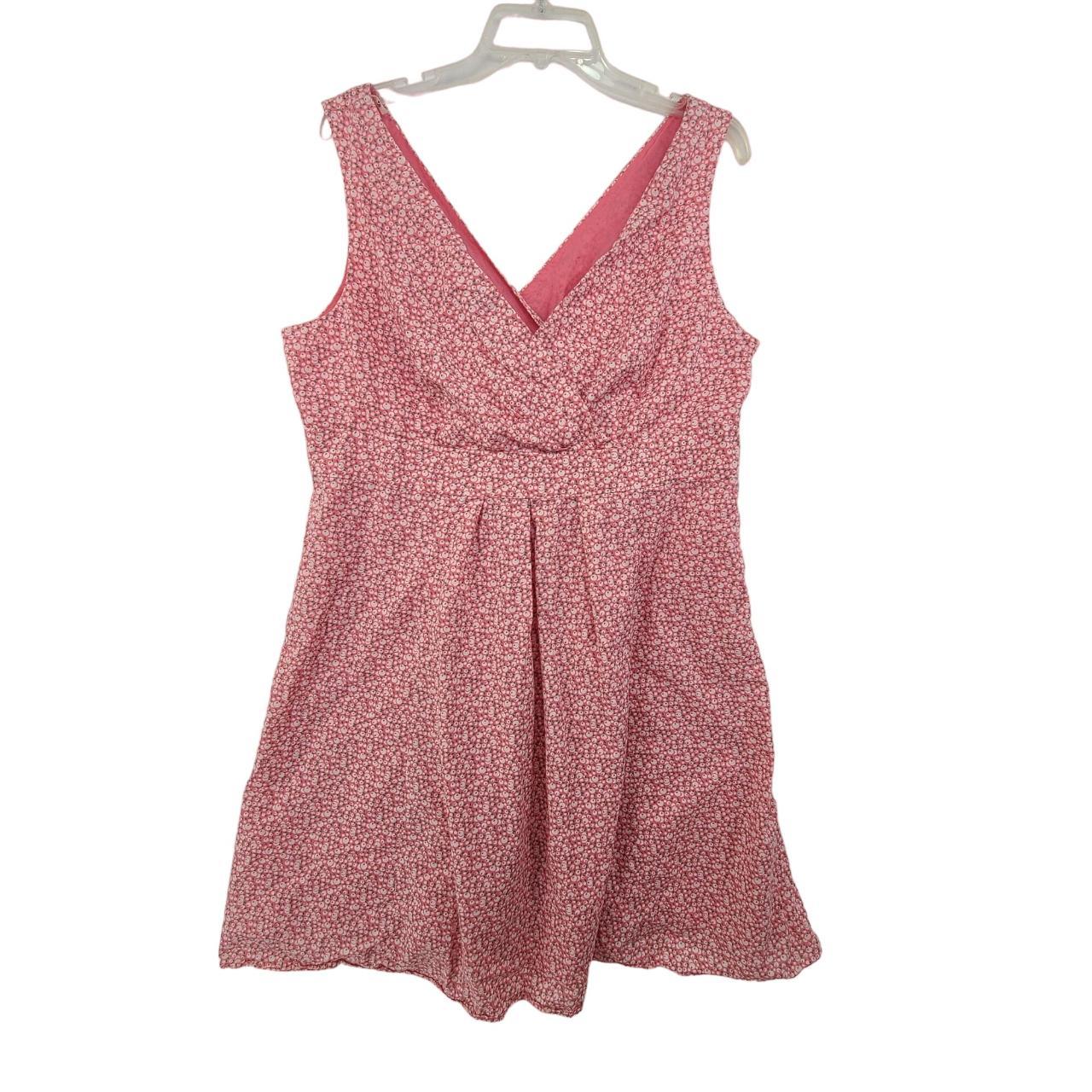 Land's End Women's Sleeveless Mini Dress Pink Floral... - Depop