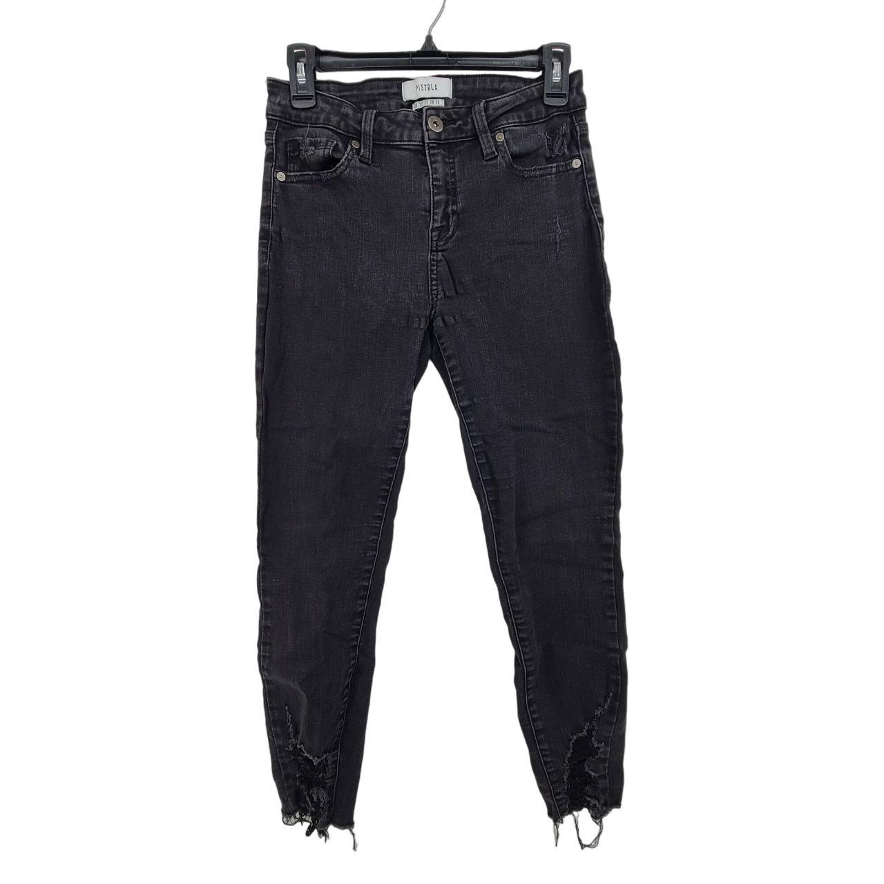 Pistola Women's Skinny Denim Jeans Black Distressed... - Depop