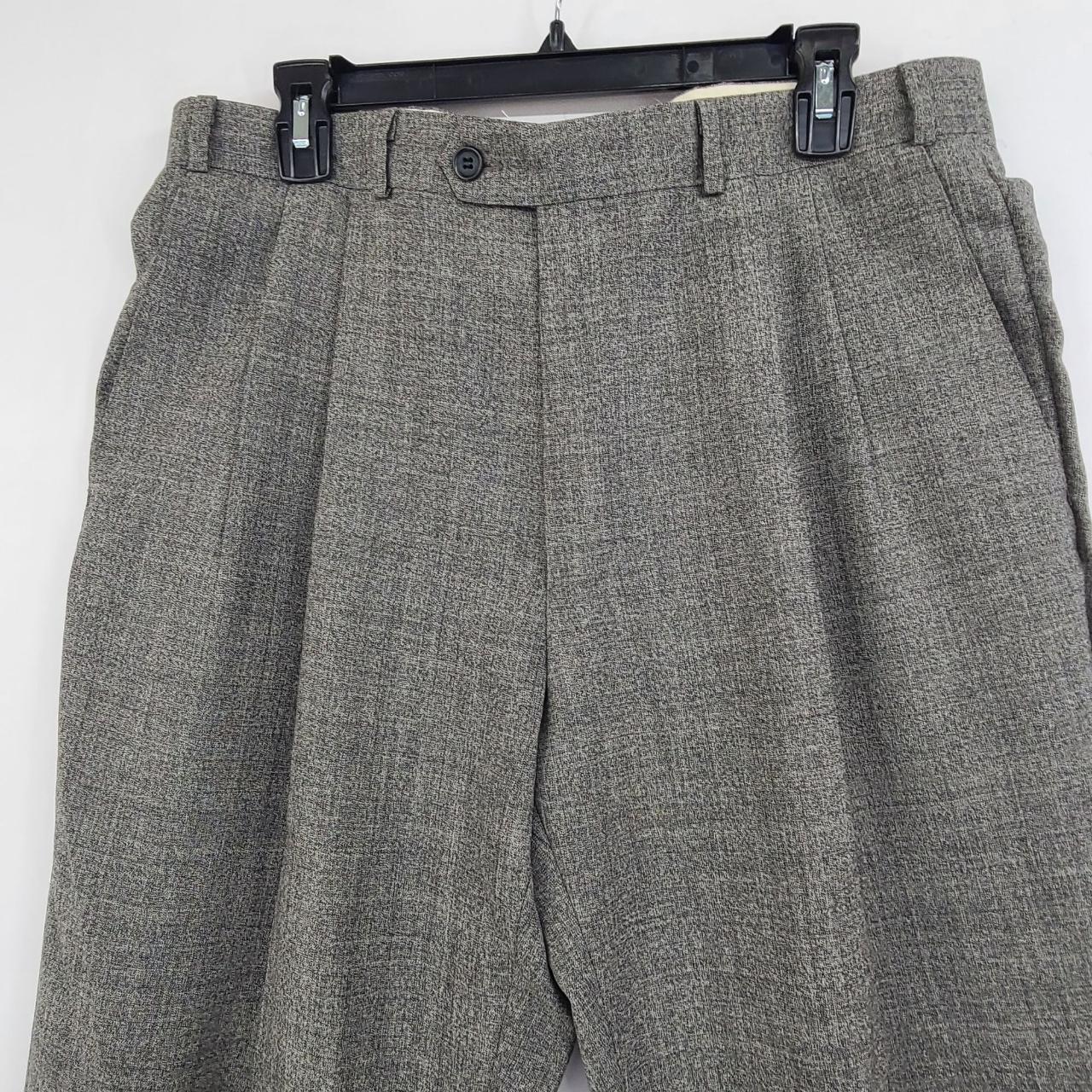 Brandini Men's Pleated Front Wool Dress Pants Gray... - Depop