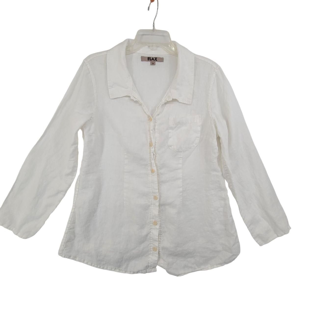 Flax Women's Long Sleeve Button Down Linen Shirt... - Depop