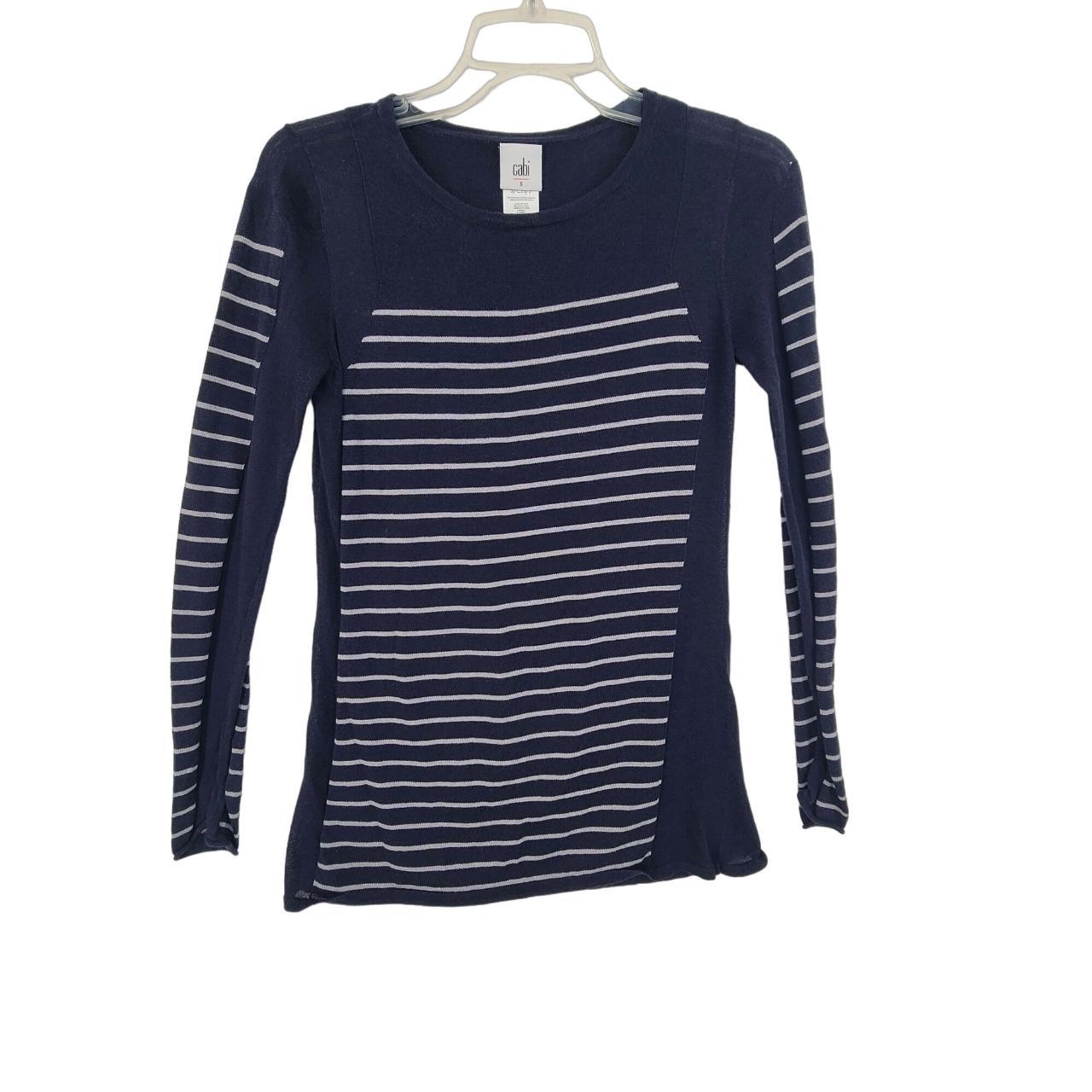 CAbi Sweater Top #3367 Regiment Blue Striped Long... - Depop