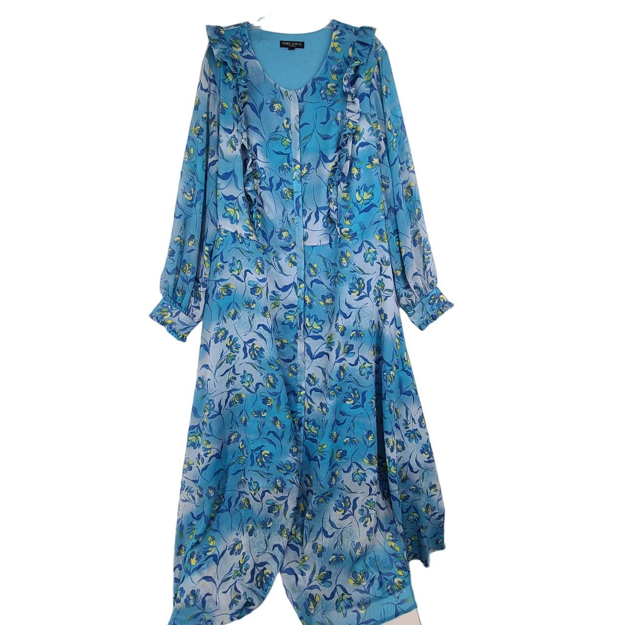 Prabal Gurung for JCPenney Blue Floral Maxi Dress XS... - Depop