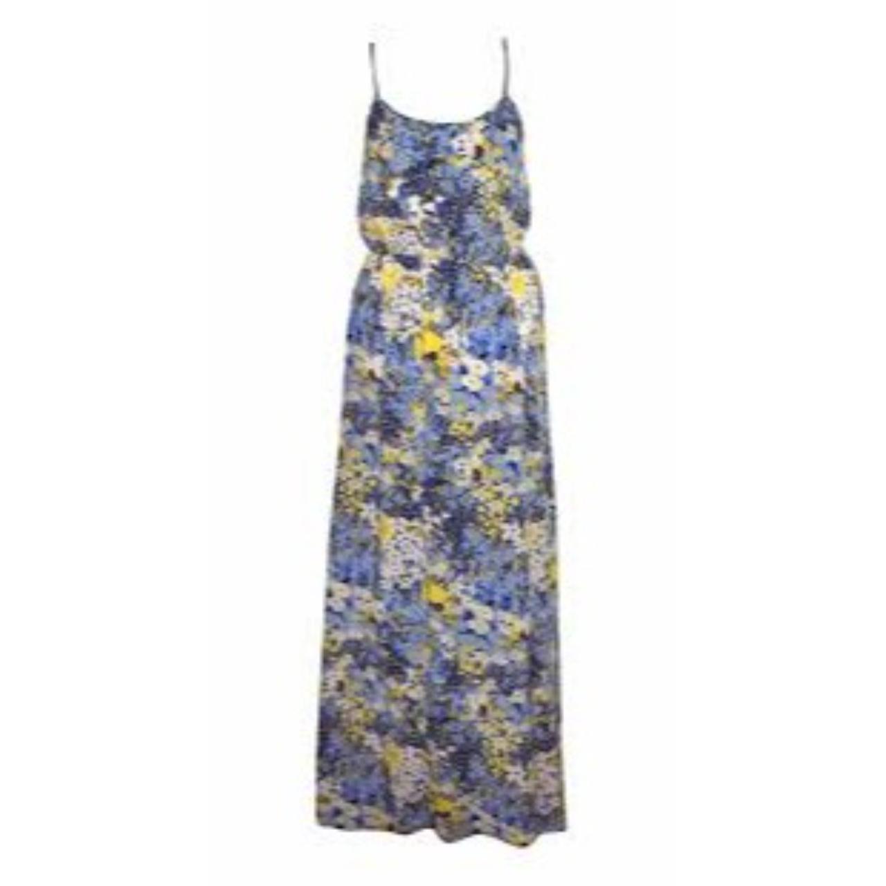 BANANA REPUBLIC XS 100% Silk Maxi Dress Blue Yellow... - Depop
