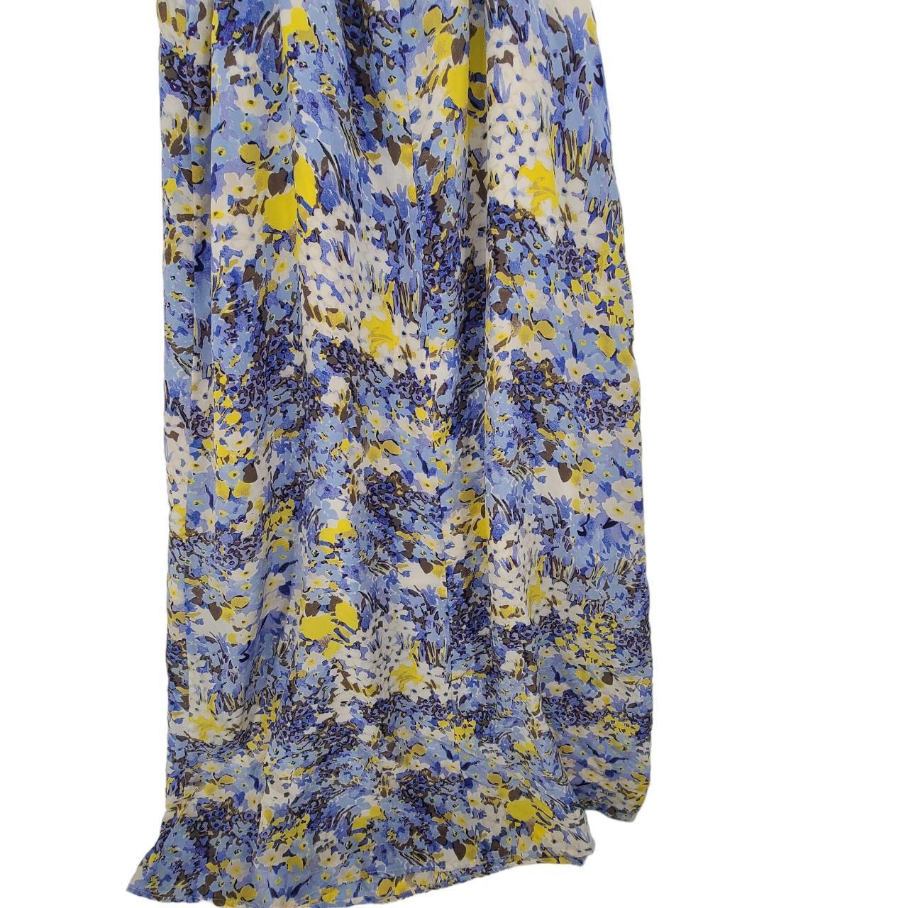 BANANA REPUBLIC XS 100% Silk Maxi Dress Blue Yellow... - Depop