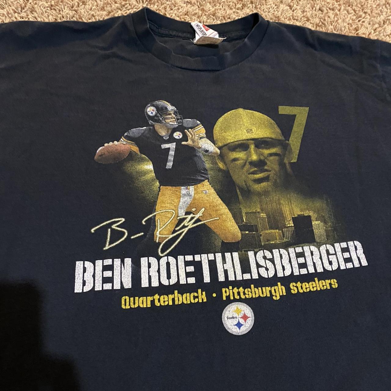 BEN ROETHLISBERGER PITTSBURGH STEELERS VINTAGE 2000'S BACK IN BLACK T-SHIRT  ADULT XL