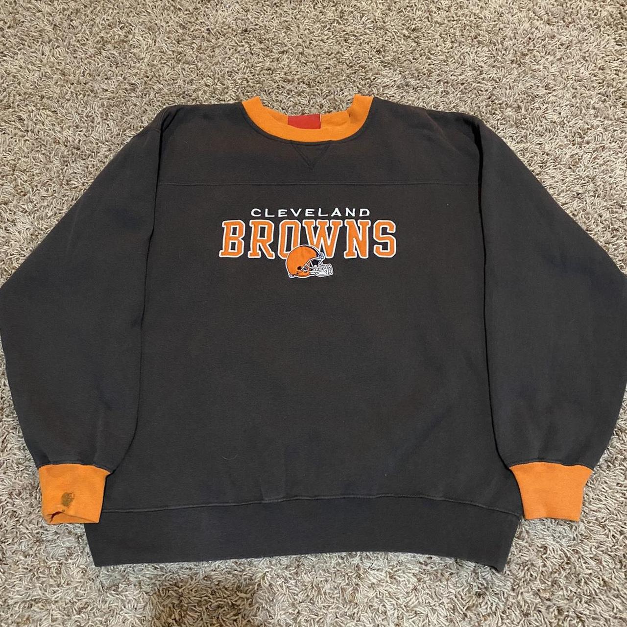 Cleveland Browns Sweater Men's Medium Grey & Orange Pullover Hoodie NFL  Apparel