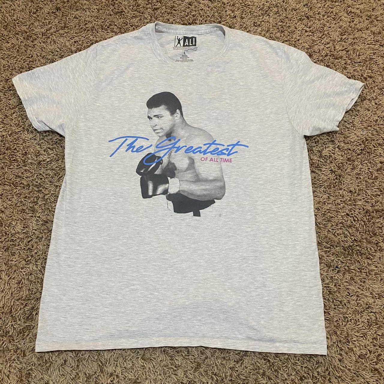 Y2K Muhammad Ali ligjt grey graphic t shirt of Depop