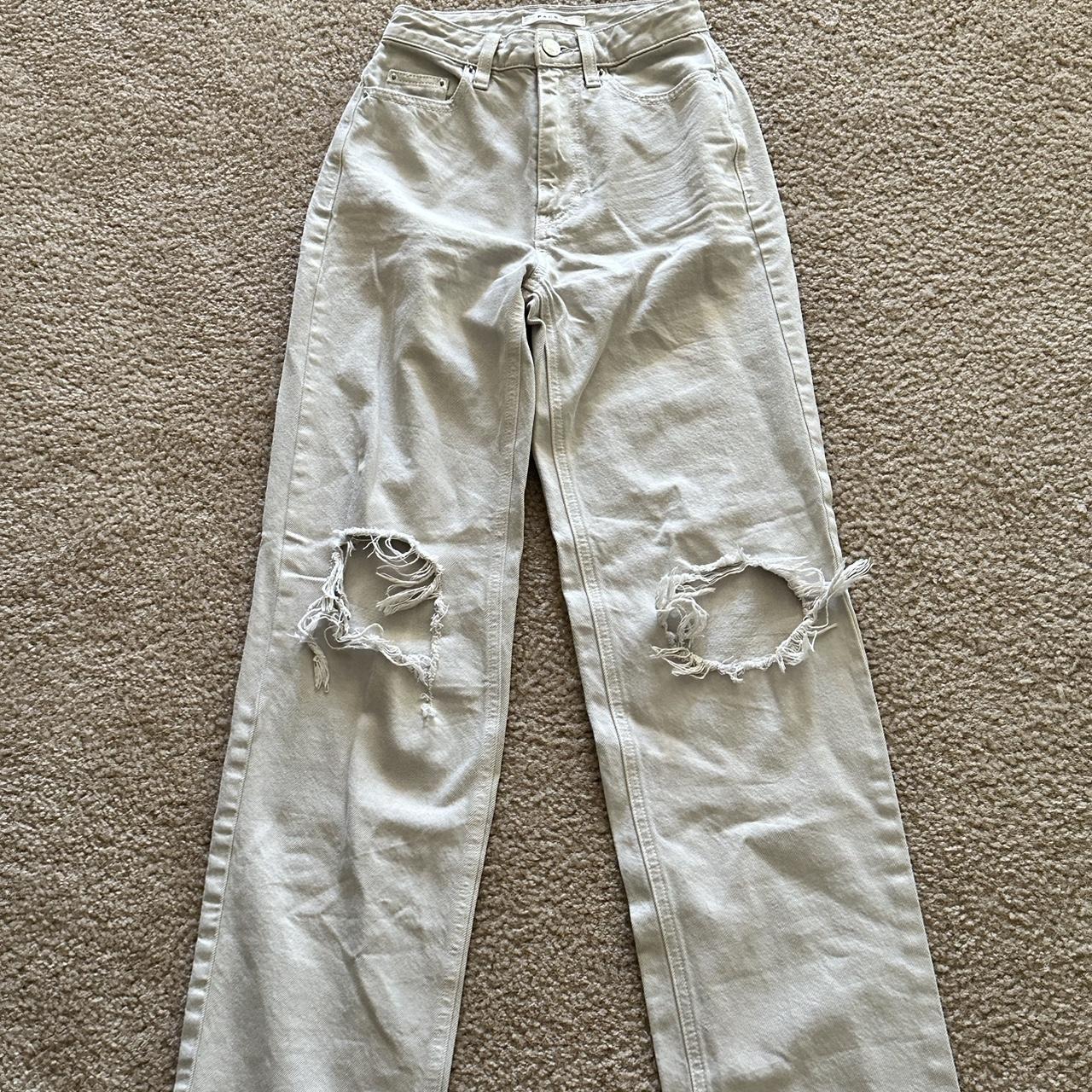 PacSun Women's Cream Jeans Depop