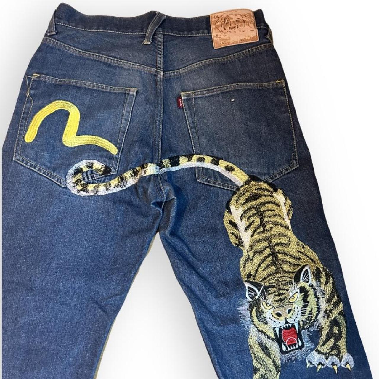 Evisu denim jeans tiger embroidery on the back