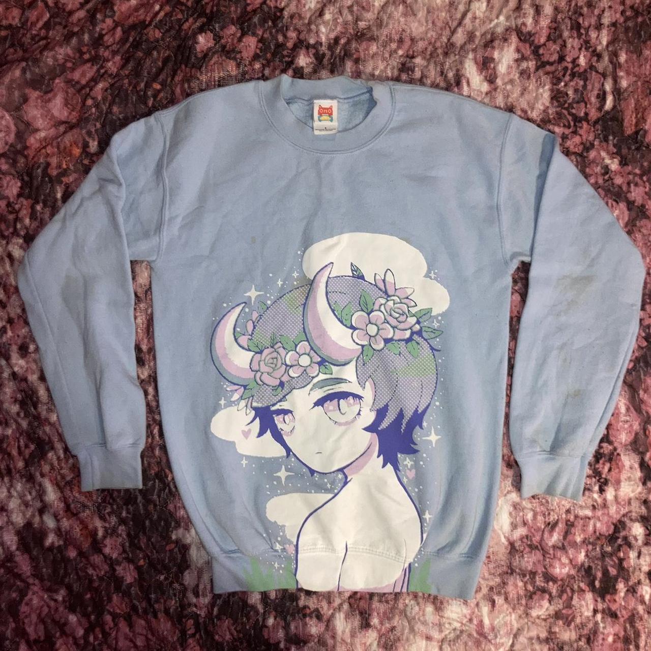 OMOCAT Men's White and Blue Sweatshirt