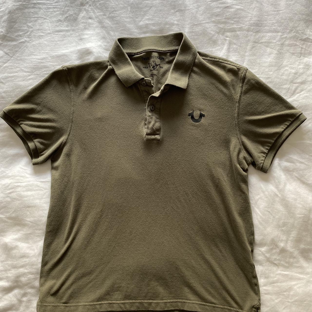 Army Green True Religion Polo Shirt Size... - Depop