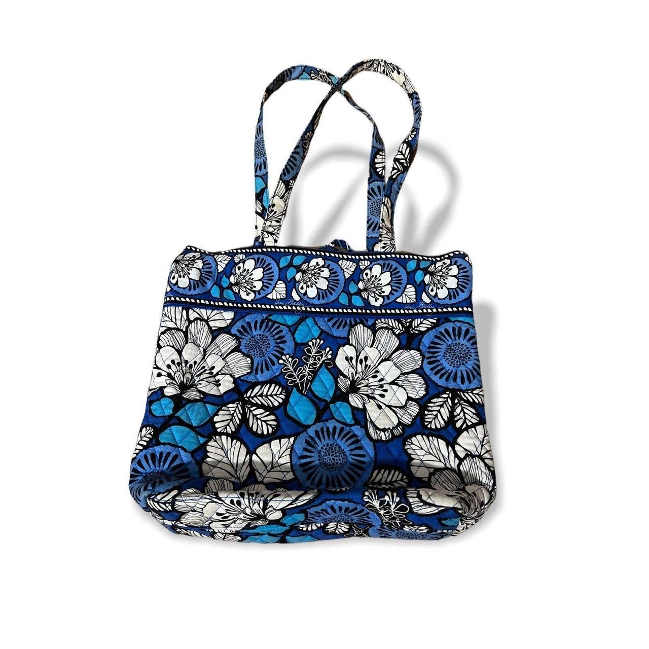 VERA BRADLEY Blue Bayou Curvy Tote Bag Purse Floral... - Depop