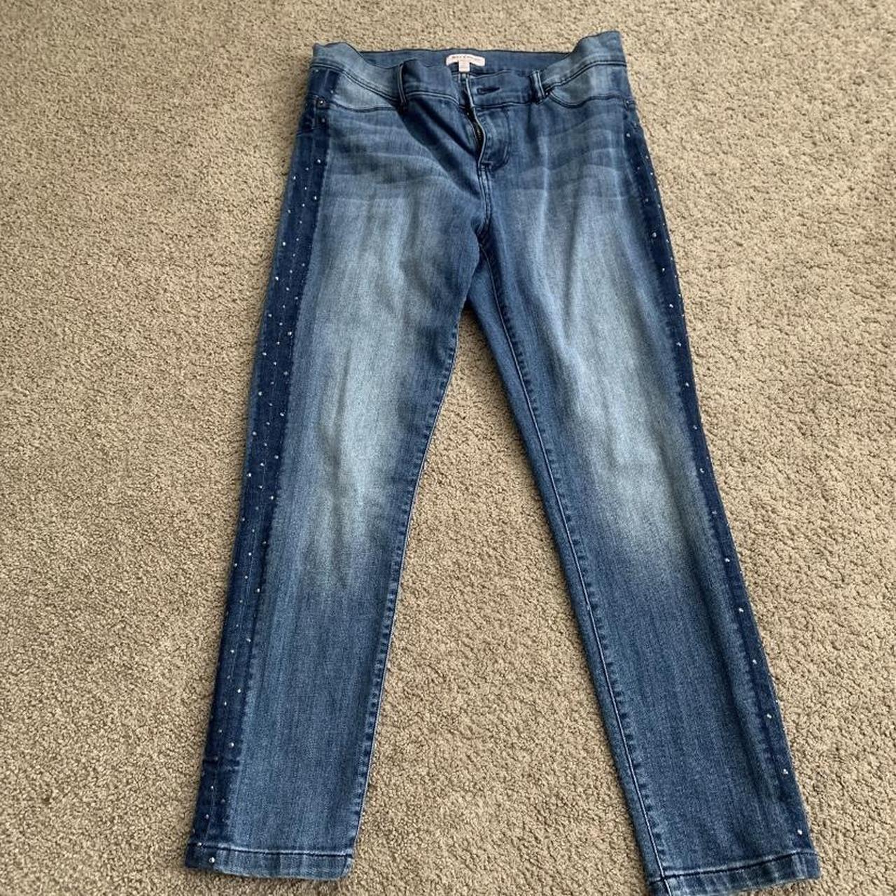 Juicy Couture Medium Wash Blue Jewel Embellished... Depop