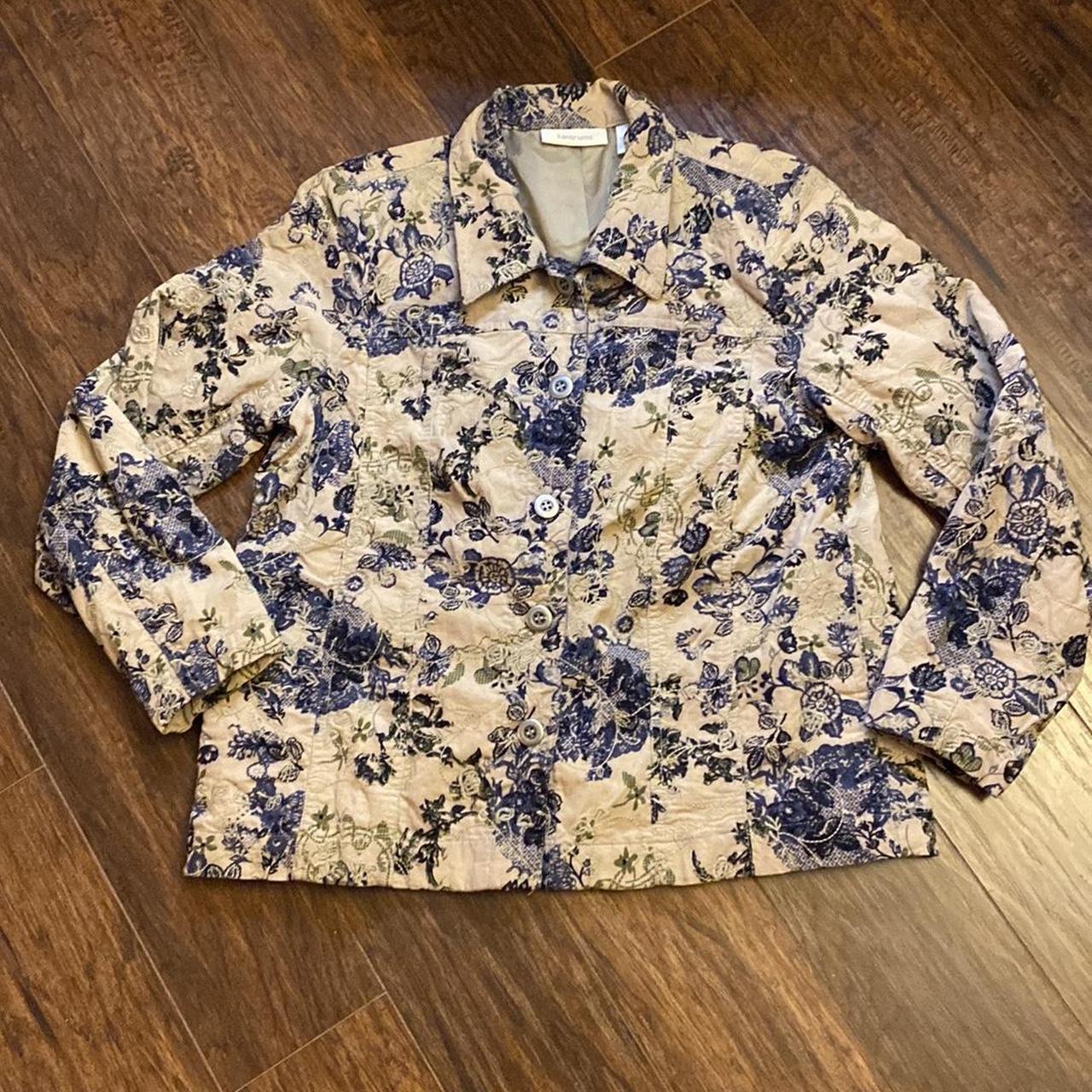 Vintage Tantrums Corduroy Embroidered Floral Shirt... - Depop