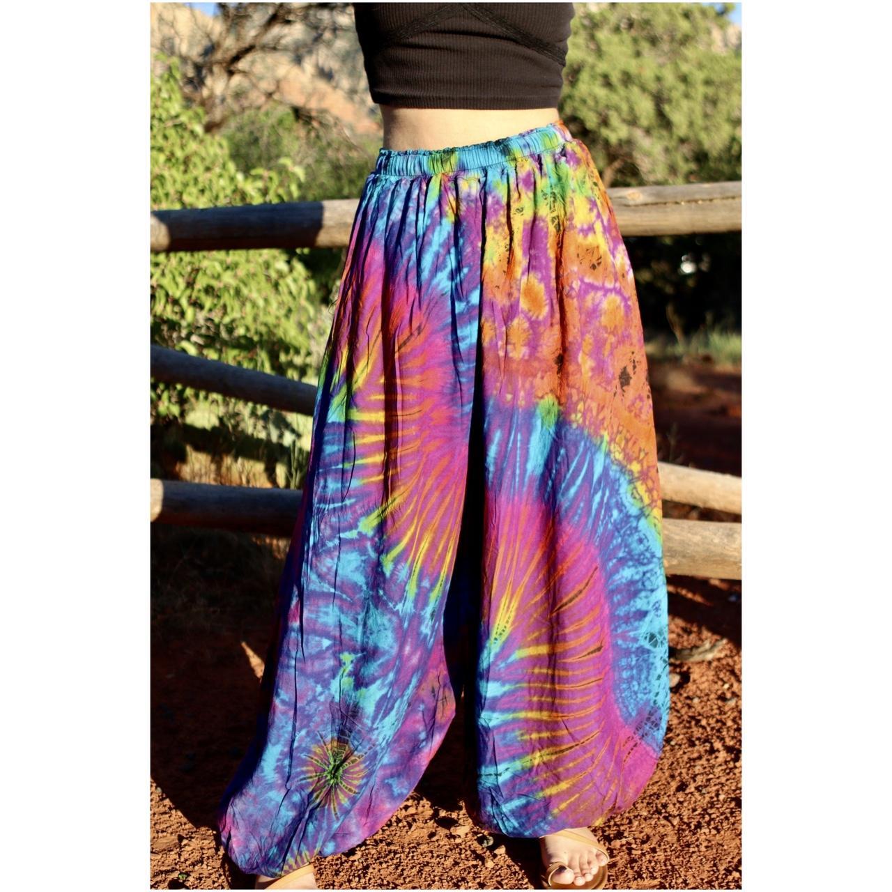 purple swirl tie dye hippie pants - Depop