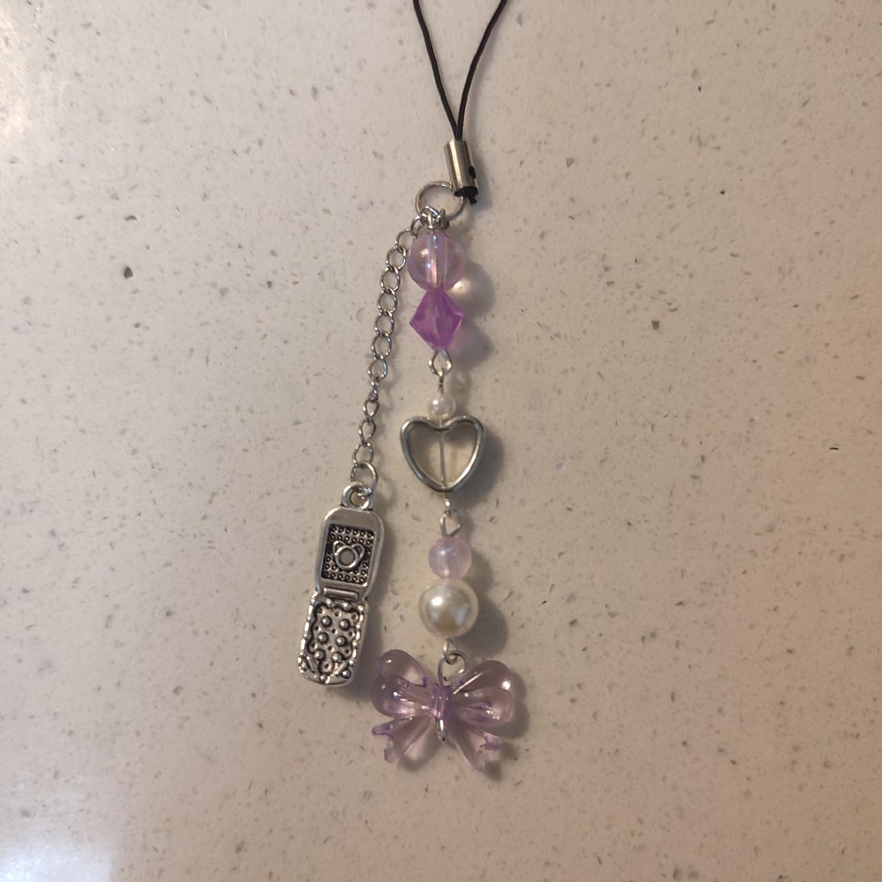 handmade purple bow phone charm💜🦪 ♡ can be used as a... - Depop