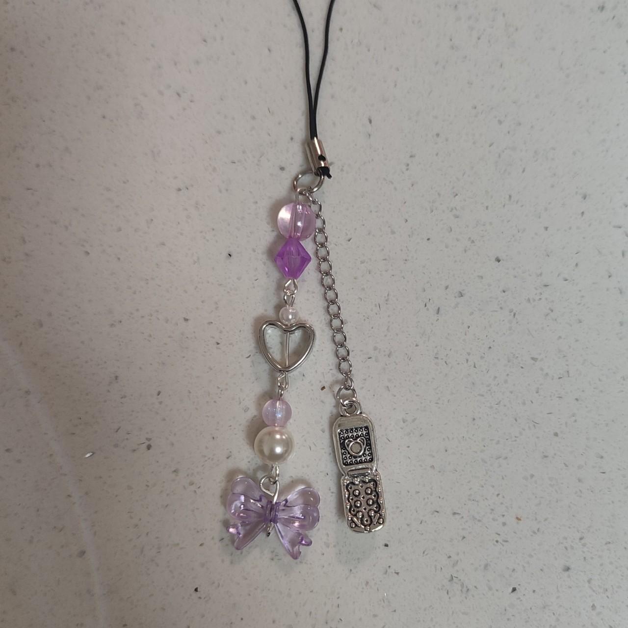 handmade purple bow phone charm💜🦪 ♡ can be used as a... - Depop