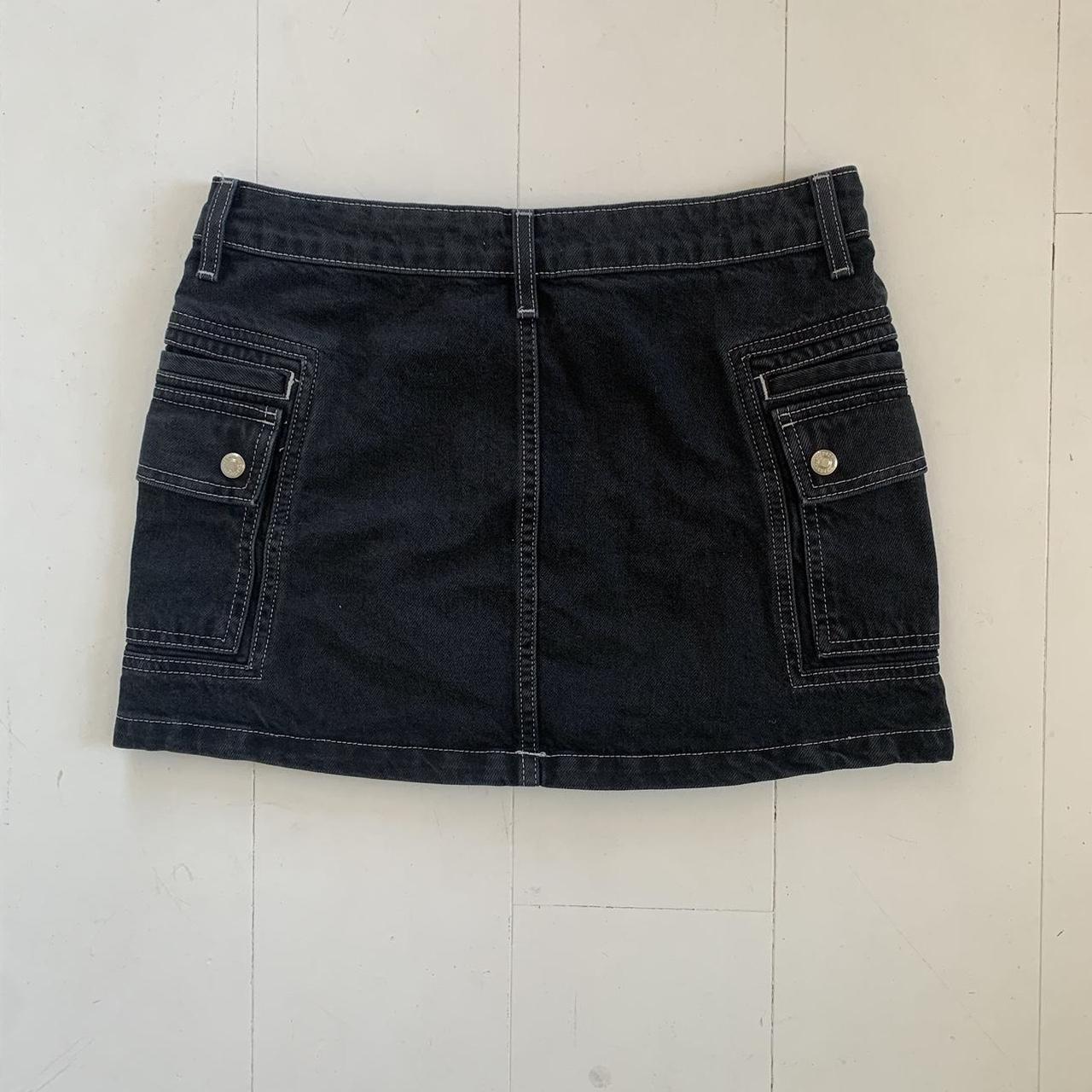 Mini/micro, black denim cargo skirt. Women’s size 10... - Depop