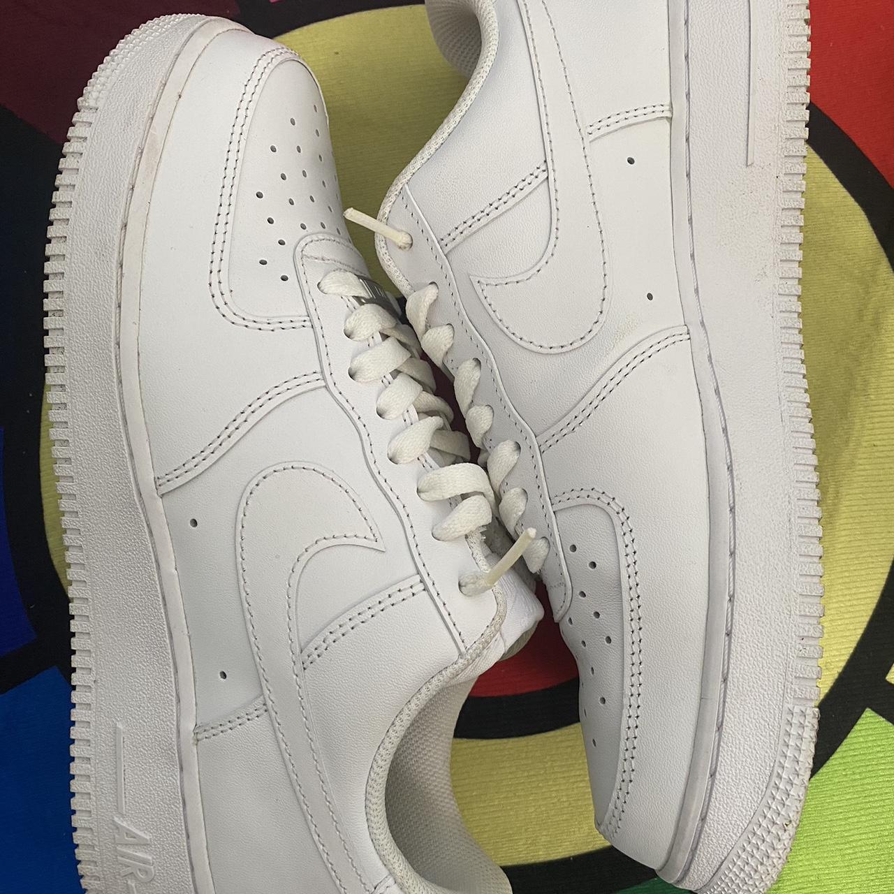 White Air Force Ones Size 9 The crease is very... - Depop