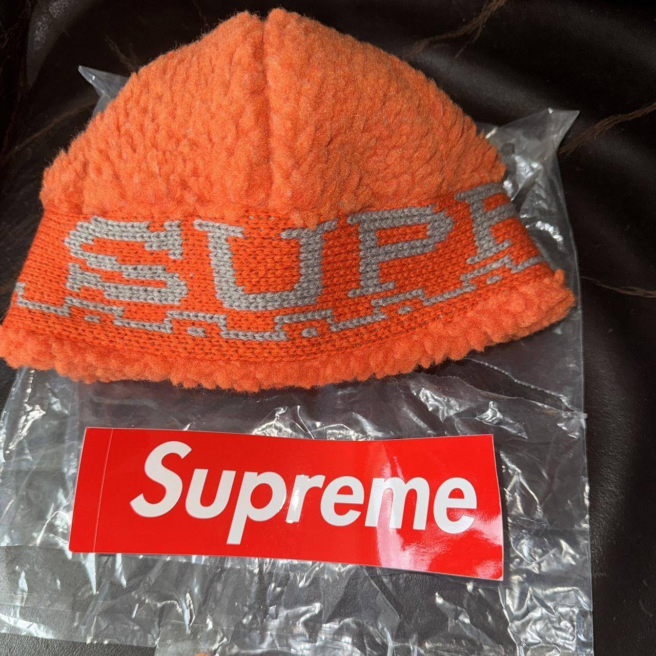 Supreme Sherpa Logo Beanie Orange FW23 supreme