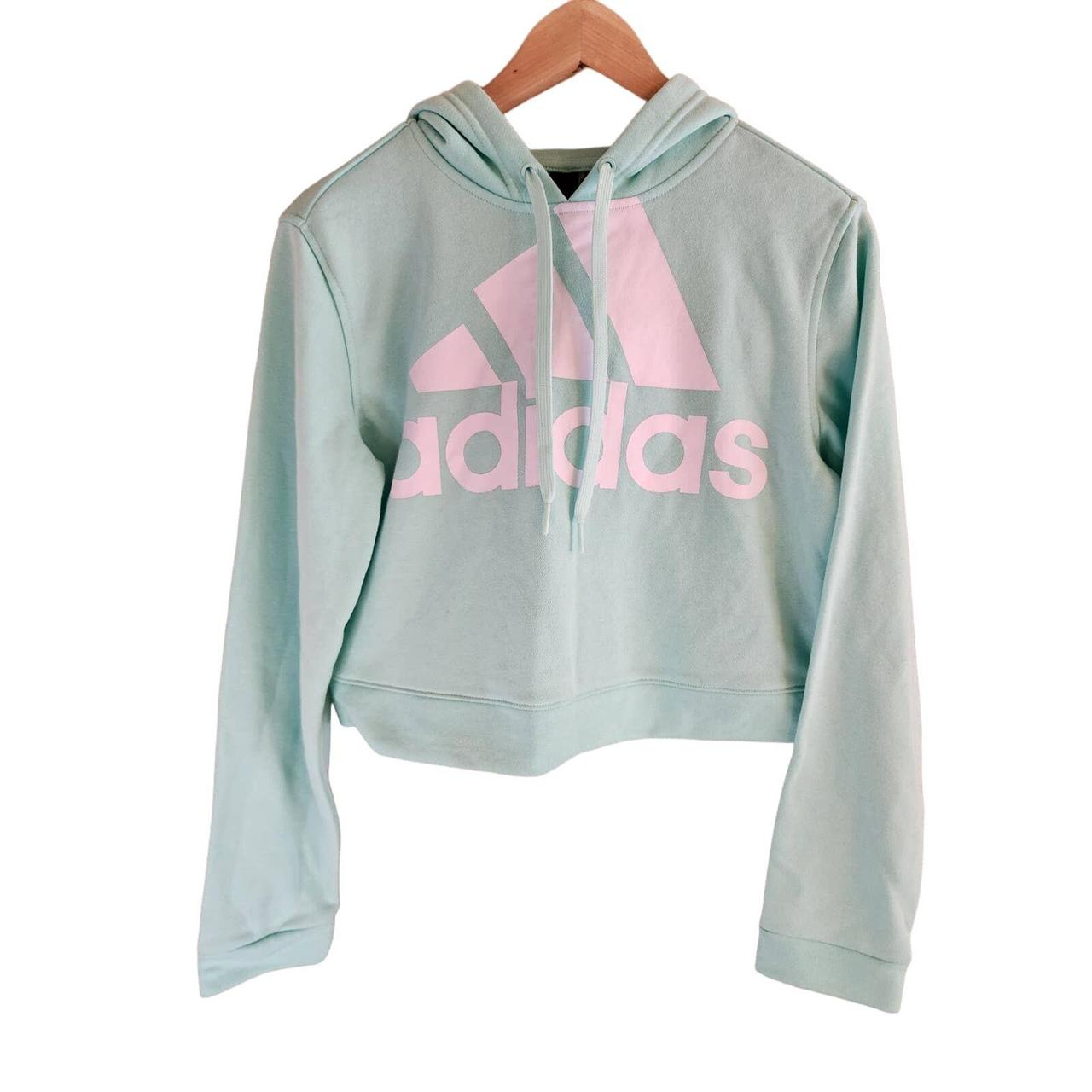 ADIDAS Mint Green Crop Pullover Hoodie SZ. Depop